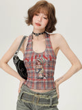 Side profile showcasing the sleeveless design and tailored fit of the vintage camisole.

