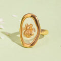 Adjustable insect-inspired bee ring with a vintage gold finish
