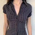 Elegant short sleeve collared shirt for French-style summer fashion