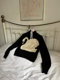 Harajuku aesthetic slim-fit jumper with swan design