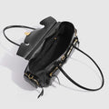 Vintage French baguette bag with multi-pocket design in brown and black faux leather
