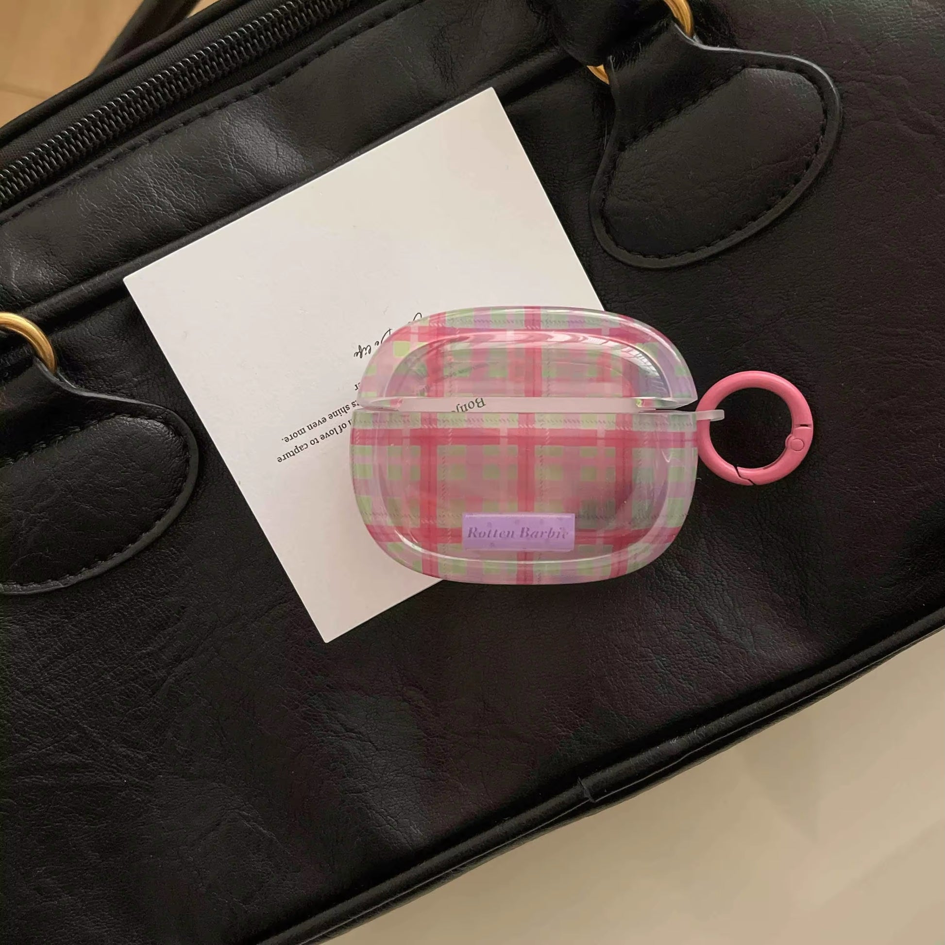 Aesthetic AirPods case with checkered retro print