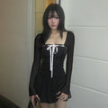 Black bodycon mini dress perfect for gothic and soft girl aesthetic outfits
