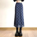 Vintage aesthetic plaid pencil skirt for women
