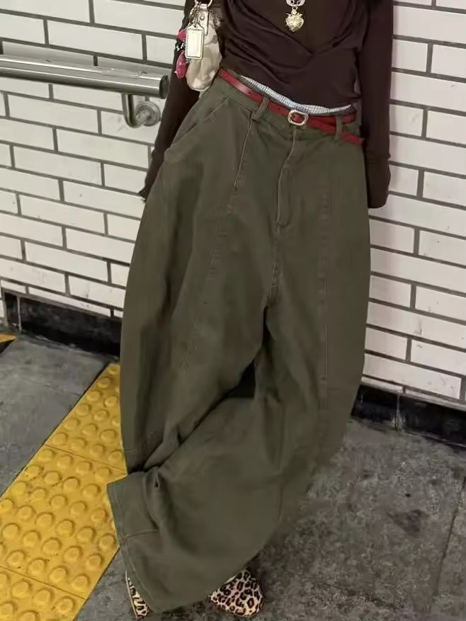 Harajuku gyaru street style jeans in washed denim