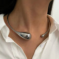 Water Drop Open Choker with chunky gold statement design