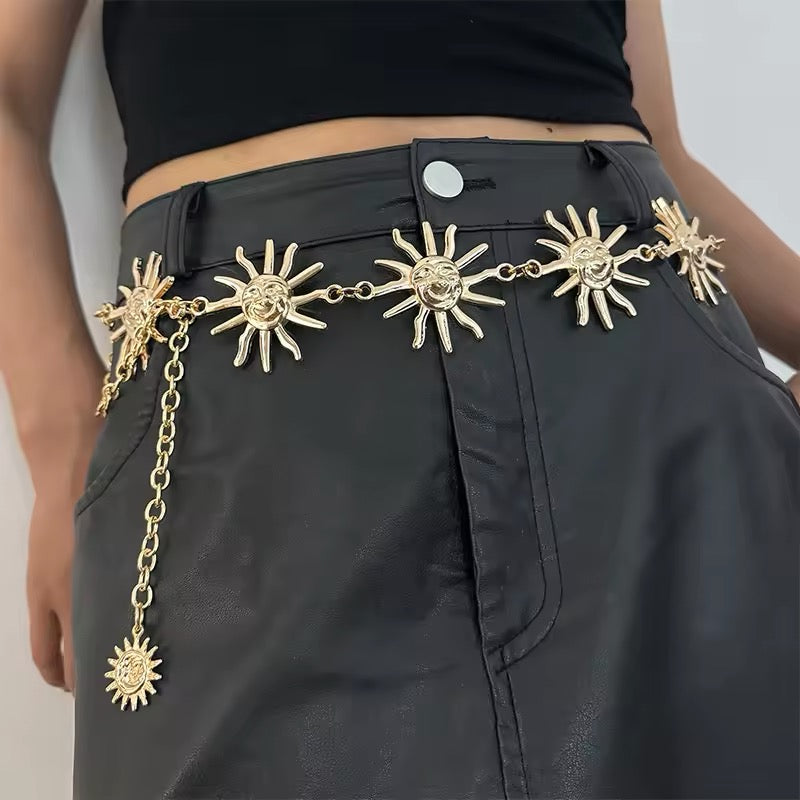 Adjustable gothic moon chain belt for dresses and celestial fashion