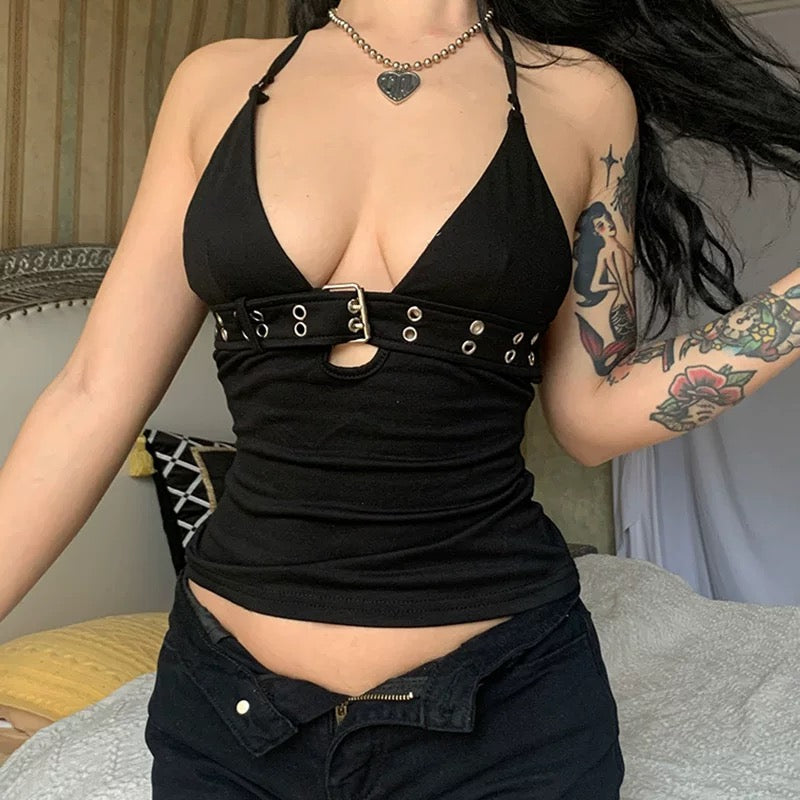 High street lace-up tank top with sexy clubwear appeal