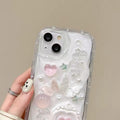 Cute Girly iPhone Case with 3D Heart & Butterfly Pattern