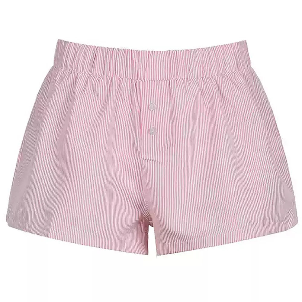 Soft striped lounge shorts with button detail and drawstring