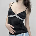 Vintage coquette-inspired crop top with lace trim and patchwork