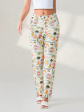 Aesthetic fashion denim with fun fruit and food illustrations