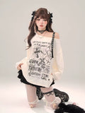 harajuku long sleeve top with hollow out shoulder