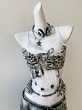 Detail shot of the leopard lace accents emphasizing the top's kawaii charm
