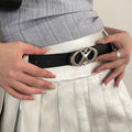 Stylish belt with silver buckle designed for Y2K aesthetic and street fashion