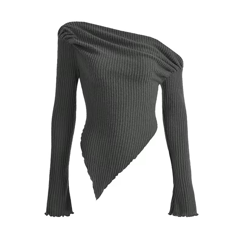 Y2K off-shoulder crop sweater for edgy streetwear