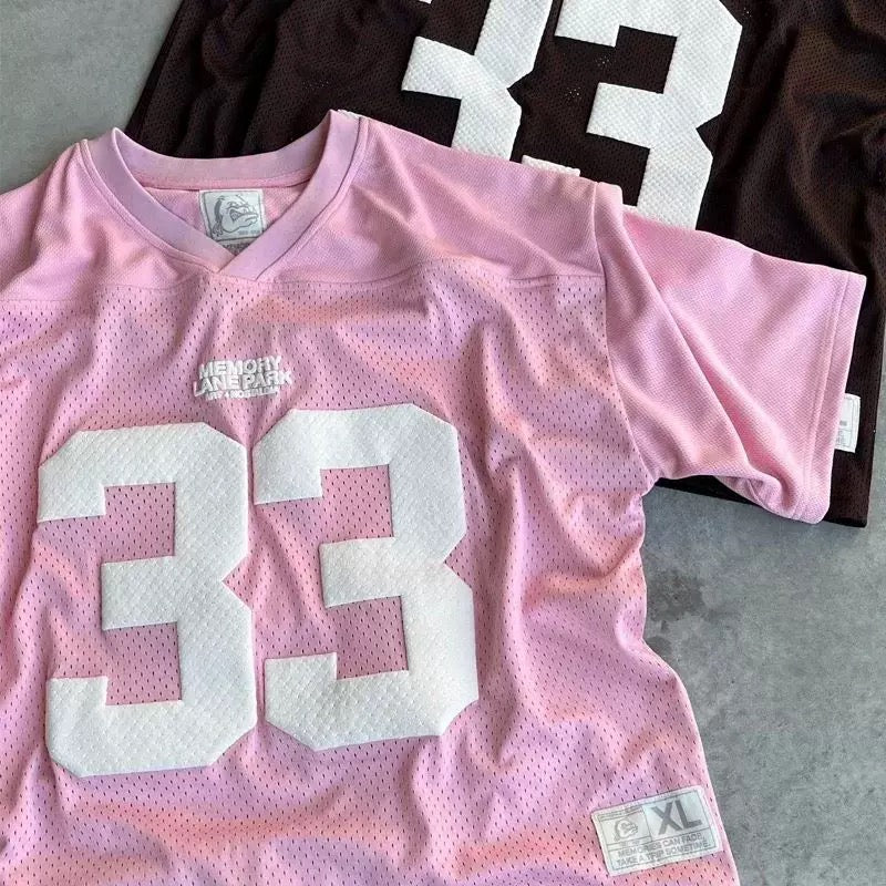 Y2K retro jersey t-shirt in breathable mesh fabric
