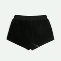Y2K aesthetic black velvet shorts with punk grunge design