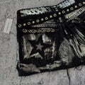 Low waist gothic skirt with vintage wash and stylish safety pin decorations