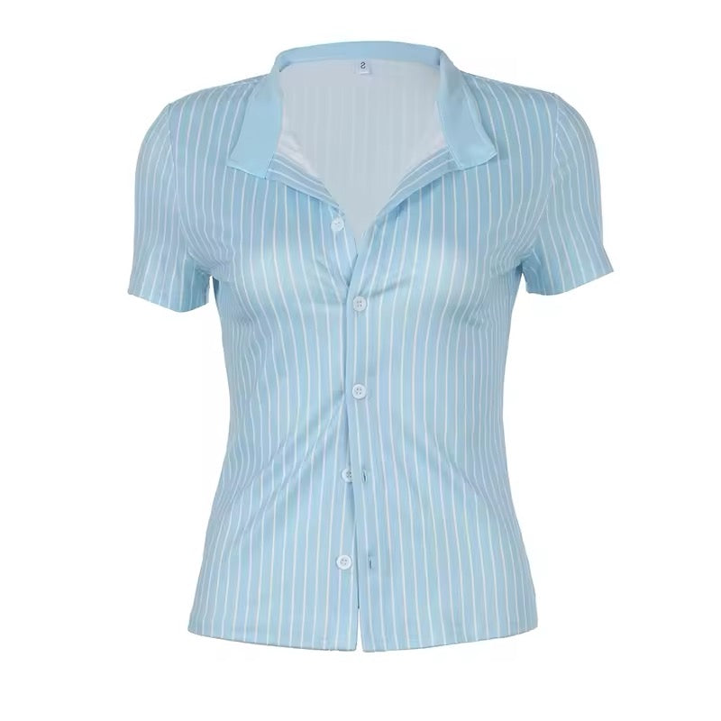Minimalist aesthetic button-up shirt with a slim and elegant design