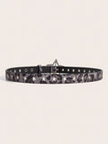 Vintage-inspired Y2K belt with metal stars and coquette aesthetic for women's casual looks