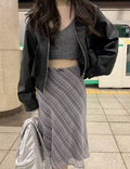 Cottagecore aesthetic plaid skirt detail